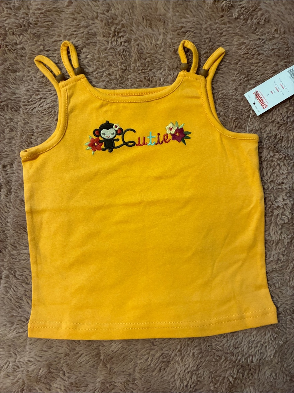 Gymboree Yellow Tank Top with Monkey Cutie Embroidery